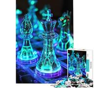 Puzzle for Teenagers 1000 Pieces Glowing Glass Chess Set Learning Educational Toys Practical Game Stress Reliever Great Gifts for Games (Size 38x52cm)