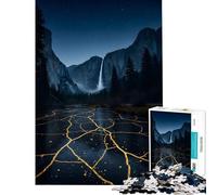 Puzzle for Teenagers 1000 Pieces Golden Cracks Yosemite Waterfall Help The Brain Exercise Pattern Assembly Toy Wall Decor for And 14 Years And over (38X52cm)