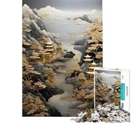 Puzzle for Teenagers 1000 Pieces Golden Japanese Village Educational Challenge Learning Educational Home Decoration Toys for And from 14 Years And over (38x52cm)