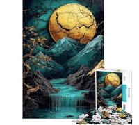 Puzzle for Teenagers 1000 Pieces Golden Moon Mountain Landscape Jigsaw Puzzles for Adults Difficult Hard Wishlist with Santa Claus Brainteaser Family Games (Size 38x52cm)