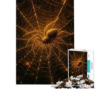 Puzzle for Teenagers 1000 Pieces Golden Spider in Web Adult Jigsaw Puzzle Hands-on Game Staycation Kill Time Deal As Gifts for The Whole Family (Size 38x52cm)