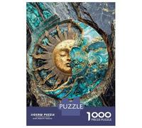 Puzzle for Teenagers 1000 Pieces Golden Sun And Moon Kintsugi Art Jigsaw for Adults Brain Teaser Game Pattern Assembly for Birthday, Chrismas 52x38cm/1000pcs