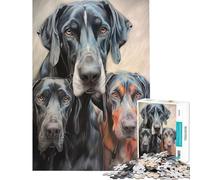 Puzzle for Teenagers 1000 Pieces Great Dane Family Sketch Help The Brain Exercise Pattern Assembly Toy Wall Decor for And 14 Years And over (38X26cm)