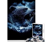 Puzzle for Teenagers 1000 Pieces Grizzly Bear Roar Educational Toy Gift For Birthdays Educational Games with Matching Poster And Trivia Sheet Size 38x26cm