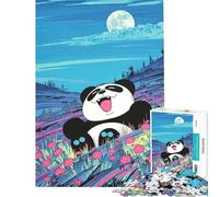 Puzzle for Teenagers 1000 Pieces Happy Panda Flower Field Help The Brain Exercise Pattern Assembly Toy Wall Decor for And 14 Years And over (50X75CM)