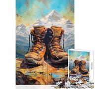 Puzzle for Teenagers 1000 Pieces Hiking Mountain Boot Paint Toy Wall Decor Great Gift for Games Relaxing Games Artists Collection, Fine Art Size 50x75cm