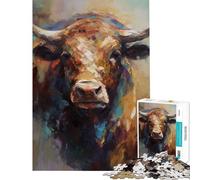 Puzzle for Teenagers 1000 Pieces Impressionist Cow Help The Brain Exercise Pattern Assembly Toy Wall Decor for And 14 Years And over (38X26CM)