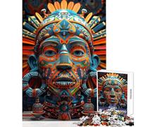 Puzzle for Teenagers 1000 Pieces Indigenous Mask Huchiol Impossible Game Staycation Kill Time Educational Toy Educational Challenge (38x52cm)