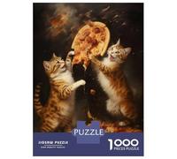 Puzzle for Teenagers 1000 Pieces Kitten Pizza Wars Jigsaw for Adults Brain Teaser Game Pattern Assembly for Birthday, Chrismas 70x50cm/1000pcs