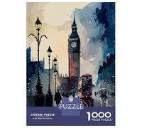 Puzzle for Teenagers 1000 Pieces London UK City Painting Jigsaw for Adults Brain Teaser Game Pattern Assembly for Birthday, Chrismas 38x26cm/1000pcs