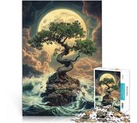 Puzzle for teenagers 1000 Pieces Lonely Bonsai Tree Under Full Moon Spielspielzeug Tolles Geschenk für Spiele52x38cm