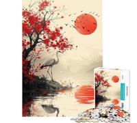 Puzzle for Teenagers 1000 Pieces Magical Red Setting Sun Educational Challenge Precision Cutting Practical Game for 14+ Puzzle Game Offered (38x26cm)