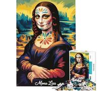 Puzzle for Teenagers 1000 Pieces Mona Lisa with Sugar Skull Makeup Help The Brain Exercise Stress Reliever Brain Teaser Game for Age 14+ Game (38x26cm)