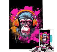 Puzzle for Teenagers 1000 Pieces Monkey Dj Music Educational Challenge Learning Educational Home Decoration Toys for And from 14 Years And over (38x26cm)
