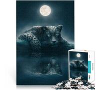 Puzzle for teenagers 1000 Pieces Moonlit Jaguar Interessante Stressreduzierung Lernspiel für Geburtstag, Weihnachten38x26cm