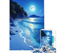 Puzzle for Teenagers 1000 Pieces Moonlit Ocean Beach Landscape Learning Educational Toys Practical Game Analysis And Logic Gifts Ideas (Size 38x52cm)