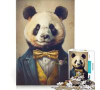 Puzzle for Teenagers 1000 Pieces Mr Dapper Panda Bear DIY Toys Enhance Memory with Matching Poster And Trivia Sheet 38x26cm