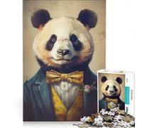 Puzzle for Teenagers 1000 Pieces Mr Dapper Panda Bear DIY Toys Enhance Memory with Matching Poster And Trivia Sheet 50x75cm
