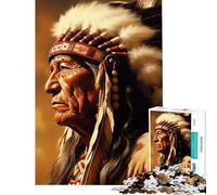 Puzzle for Teenagers 1000 Pieces Native American Chief Portrait Challenging To Complete Difficult Hard Home Decoration Toys for And from 14 Years And over (38x26cm)