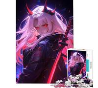 Puzzle for Teenagers 1000 Pieces Neon Demon Girl Help The Brain Exercise Pattern Assembly Toy Wall Decor for And 14 Years And over (38X52CM)