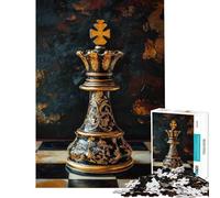 Puzzle for Teenagers 1000 Pieces Ornate Black ﹨u Gold Chess Queen Adult Jigsaw Puzzle Hands-on Game Staycation Kill Time Deal As Gifts for The Whole Family (Size 38x26cm)