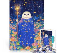 Puzzle for teenagers 1000 Pieces Owl Wizard in Mushroom Forest Familienaktivität Geburtstagsgeschenk, Geschenke, Wandkunst75x50cm