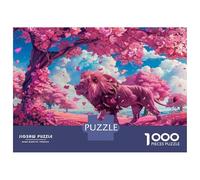 Puzzle for Teenagers 1000 Pieces Pink Lion Fantasy Artwork Jigsaw for Adults Brain Teaser Game Pattern Assembly for Birthday, Chrismas 52x38cm/1000pcs