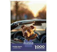 Puzzle for Teenagers 1000 Pieces Pit Bull Cabriolet Car Dog Puzzles for Adults Relaxing Games Wall Decoration Deal As Gifts for The Whole Family 70x50cm/1000pcs