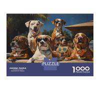 Puzzle for Teenagers 1000 Pieces Pitbulls Pool Party Jigsaw for Adults Brain Teaser Game Pattern Assembly for Birthday, Chrismas 52x38cm/1000pcs