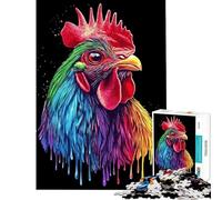 Puzzle for Teenagers 1000 Pieces Pop Art Rainbow Rhode Island Red Rooster Challenging To Complete Difficult Hard Home Decoration Toys for And from 14 Years And over (38x52cm)