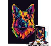 Puzzle for Teenagers 1000 Pieces Rainbow German Shepherd Challenging To Complete Difficult Hard Home Decoration Toys for And from 14 Years And over (50x75cm)
