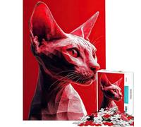 Puzzle for Teenagers 1000 Pieces Red Sphynx Cat Portrait Learning Educational Toys Practical Game Analysis And Logic Gifts Ideas (Size 38x26cm)