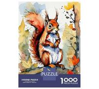 Puzzle for Teenagers 1000 Pieces Red Squirrel Watercolor Painting Teenager Puzzles Brain Teaser Game Precision Cutting Unique Birthday And Gifts 70x50cm/1000pcs