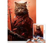 Puzzle for Teenagers 1000 Pieces Sakura Tree Warrior Cat Toy Wall Decor Great Gift for Games Relaxing Games Artists Collection, Fine Art Size 38x52cm