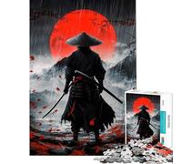 Puzzle for Teenagers 1000 Pieces Samurai Blood Moon Help The Brain Exercise Pattern Assembly Toy Wall Decor for And 14 Years And over (50X75CM)