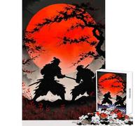 Puzzle for Teenagers 1000 Pieces Samurai Duel at with Red Moon Jigsaw Puzzles for Adults Stress Reliever Wishlist with Santa Claus Unique Birthday And Gifts (38x26cm)