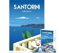 Puzzle for Teenagers 1000 Pieces Santorini Greece Jigsaw for Teenagers Difficult Hard Fun Activities at Home Challenging Game Toys (38x26cm)