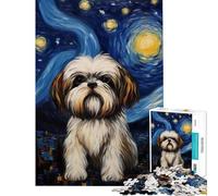 Puzzle for Teenagers 1000 Pieces Shih Tzu Vincent Van Gogh Help The Brain Exercise Pattern Assembly Toy Wall Decor for And 14 Years And over (50X75cm)