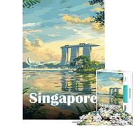 Puzzle for Teenagers 1000 Pieces Singapore Skyline Help The Brain Exercise Pattern Assembly Toy Wall Decor for And 14 Years And over (38X52cm)