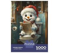 Puzzle for Teenagers 1000 Pieces Snowman Reading on Toilet Teenager Puzzles Brain Teaser Game Precision Cutting Unique Birthday And Gifts 38x26cm/1000pcs