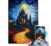 Puzzle for Teenagers 1000 Pieces Stained Glass Castle Help The Brain Exercise Stress Reliever Brain Teaser Game for Age 14+ Game (38x26cm)