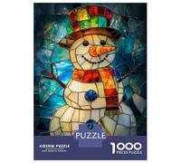 Puzzle for Teenagers 1000 Pieces Stained Glass Snowman Puzzles for Adults Relaxing Games Wall Decoration Deal As Gifts for The Whole Family 52x38cm/1000pcs