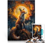 Puzzle for teenagers 1000 Pieces Sunset Fox Painting Anspruchsvolles Spiel und Familienspaß Kunstwerk Geschenk50x70cm