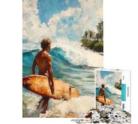 Puzzle for Teenagers 1000 Pieces Surfers Shore Bliss Help The Brain Exercise Stress Reliever Brain Teaser Game for Age 14+ Game (38x52cm)