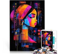 Puzzle for teenagers 1000 Pieces The Girl with a Pearl Earring 鈥2Neon Abstract Portrait Quizspiel Wanddekoration75x50cm