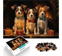 Puzzle for teenagers 1000 Pieces Three Jack Russell Terriers Christmas Quizspiel Geeignet für die Schreibtischdekoration38x26cm
