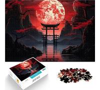 Puzzle for teenagers 1000 Pieces Torii gate middle lake pädagogische Herausforderung mit passendem Poster und Quizblatt38x26cm