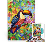 Puzzle for teenagers 1000 Pieces Toucan in a Floral Paradise Relax Games with Fully Interlocking Randomly Shaped Pieces 50x70cm