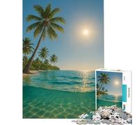 Puzzle for Teenagers 1000 Pieces Tropical Beach with Palm Trees And Ocean Learning Educational Toys Practical Game Analysis And Logic Gifts Ideas (Size 38x26cm)