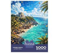 Puzzle for Teenagers 1000 Pieces Tulum Mexico Coastal Ruins Jigsaw for Adults Brain Teaser Game Pattern Assembly for Birthday, Chrismas 38x26cm/1000pcs